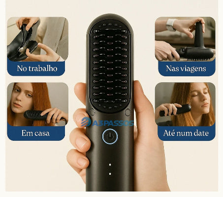 Escova de Cabelos Alisadora Recarregável Sem Fio | Sliding Brush