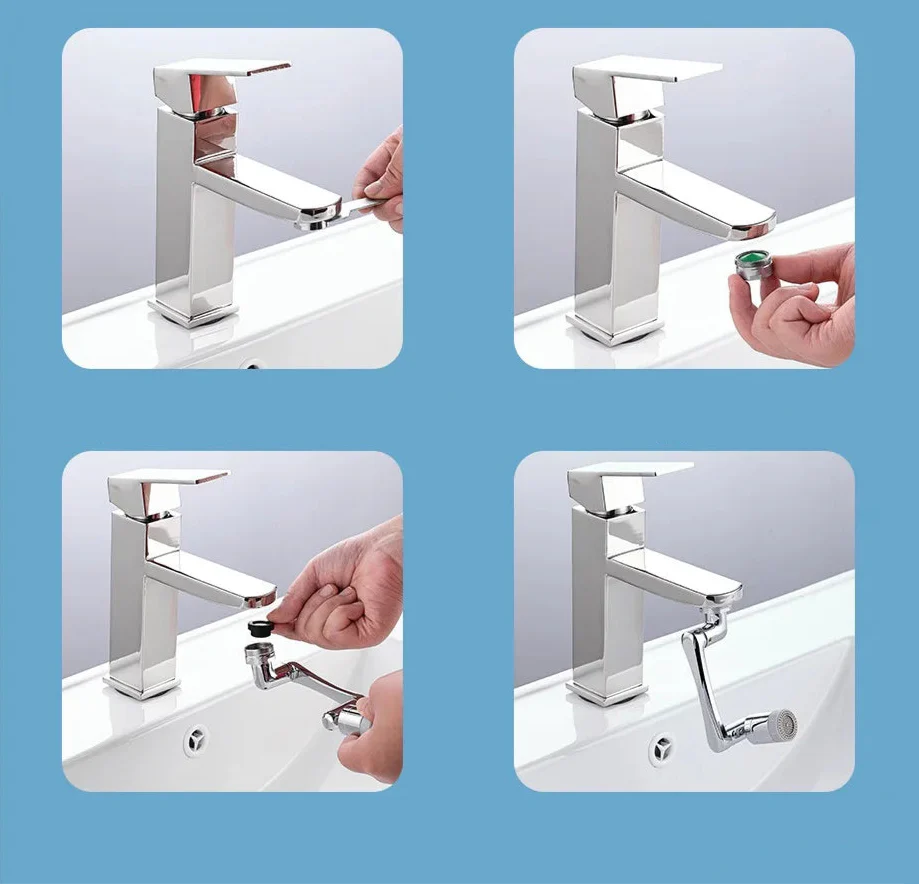 Extensor de Torneira Universal Giratório Rotação de 1080°