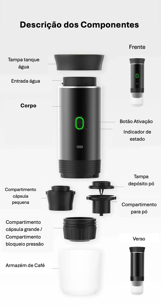 Máquina de Café Portátil Sem Fio 3 em 1 | Coffee Express A3