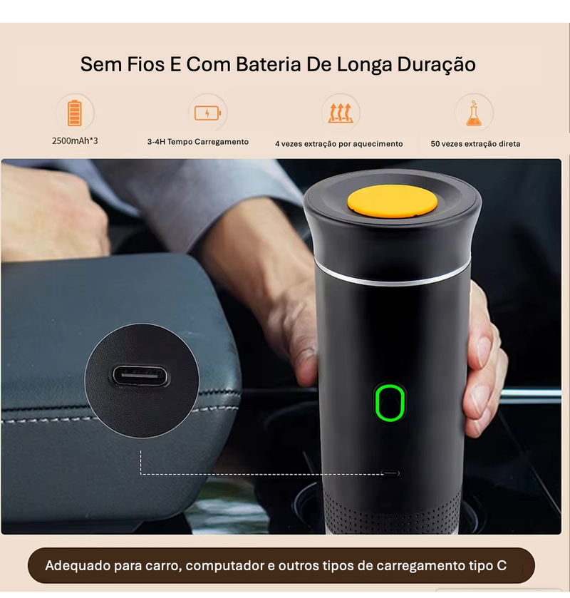 Máquina de Café Portátil Sem Fio 3 em 1 | Coffee Express A3