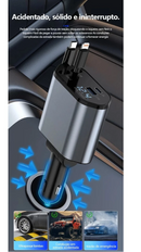 Carregador de Veicular Universal 4 em 1 Retrátil